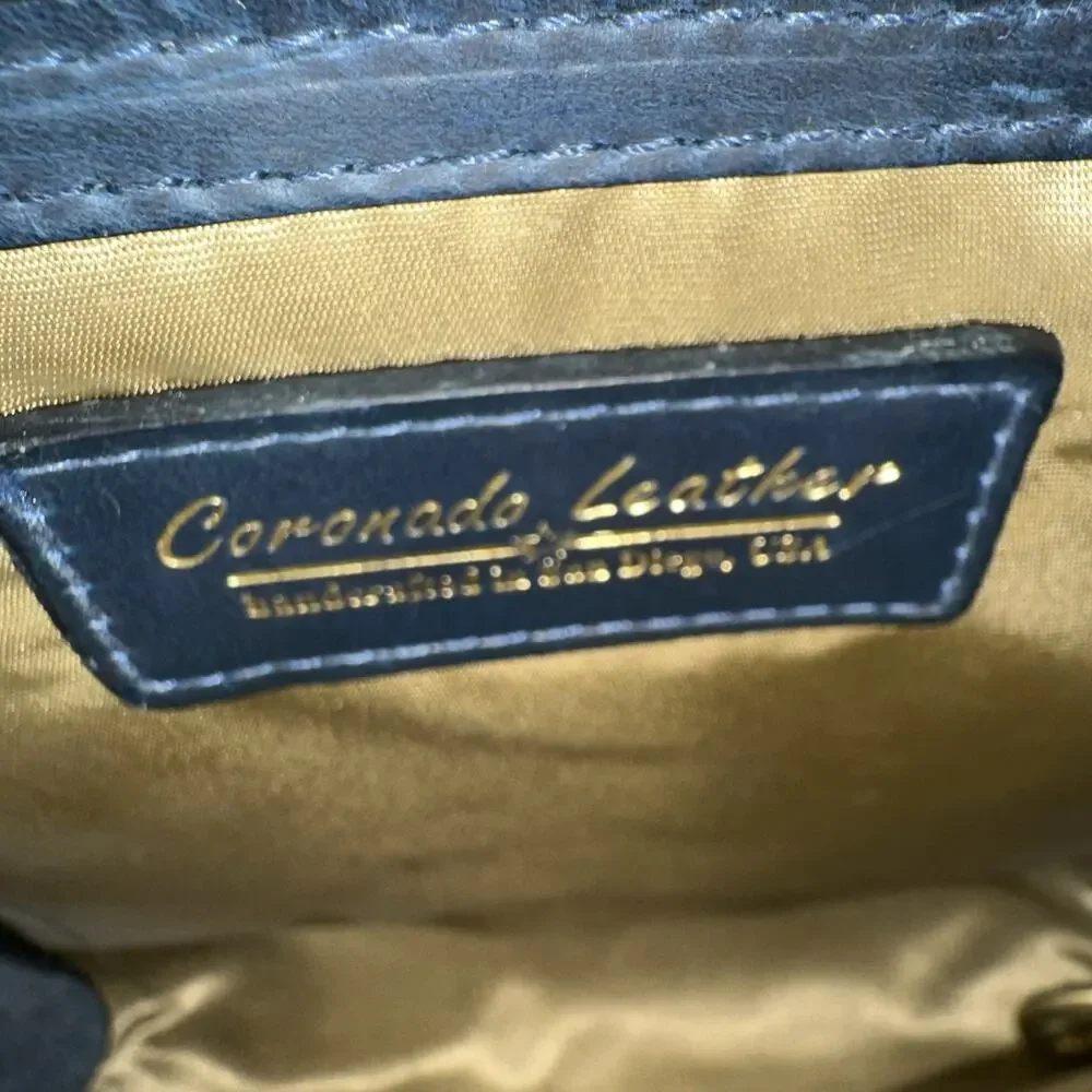 Coronado Leather Blue Leather Flap Messenger Crossbody Bag - Picture 8 of 11